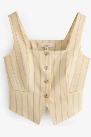 Next Striped Square Neck Waistcoat with Linen46høj