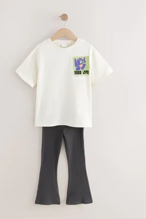 Next T-Shirt and Ribbed Flare 100% Cotton Set (3-16yrs)116122cm