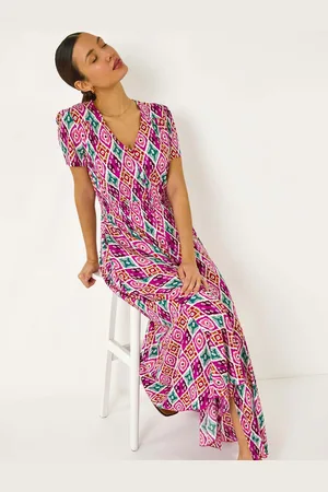 Roman Lkat Print Button Through Maxi Dress48