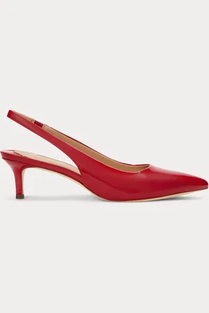 Ralph Lauren Red Lolah II Patent Leather Slingback Pump Heeled Shoes