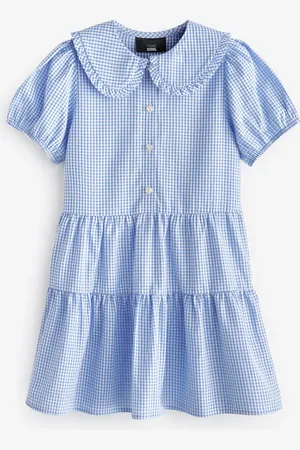 Next Cotton Rich School Ternet Tiered Pretty Krave Kjole (3-14år)7 år (122cm)