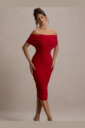 Club L Rayleigh Bardot Ruched Midi Kjole38