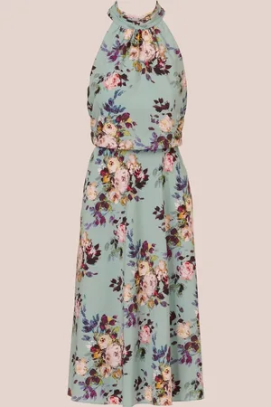 Adrianna Papell Green Blouson Chiffon Midi Dress44