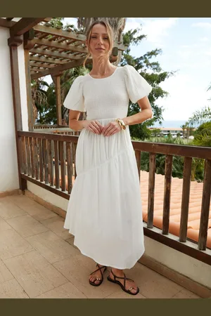 Threadbare Pufærme Shirred Asymmetrisk Kjole
