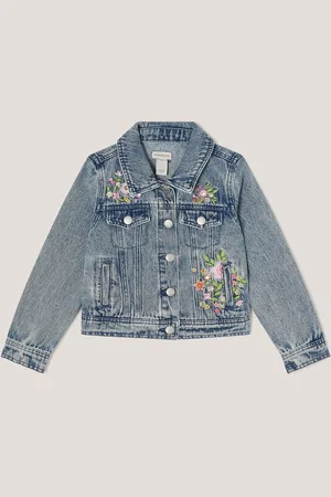 Monsoon Sequin Floral Embroidered Denim 100% Cotton Jacket122128cm
