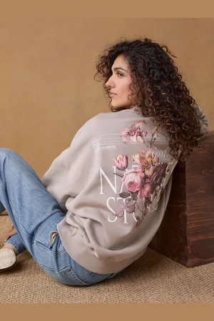 Next Pretty Blomster Longline Back Graphic Relaxed Fit Sweatshirt 100% BomuldM Reg