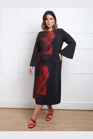 Live Unlimited London Blomster Tryk Flared Sleeve Midaxi Kjole44