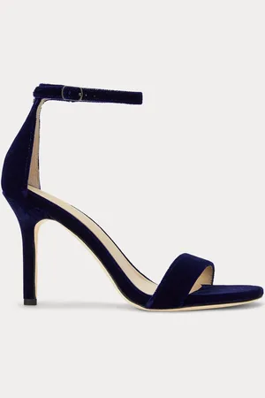Ralph Lauren Blue Allie Velvet Strap Heels
