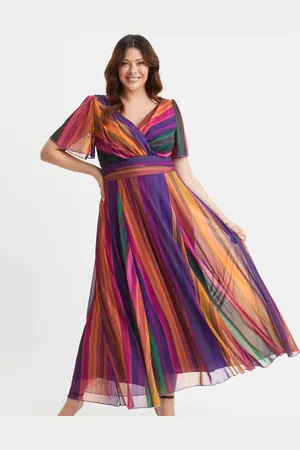 Scarlett & Jo Isabelle Multi Stripe Float Sleeve Maxi Dress46