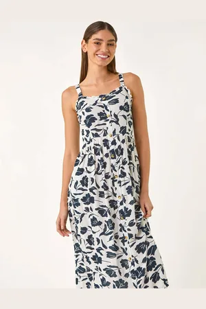 Roman Blomster Tryk Midi Sundress42