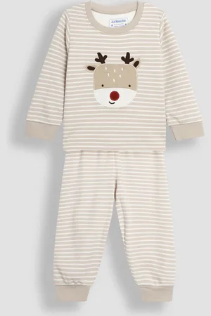 JoJo Maman Bébé Cotton Christmas Reindeer Striped Pyjamas12 - 18 måneder (80 - 86cm)