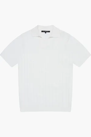 French Connection Cotton Blend Trophy Knit Polo-skjorter med åben kraveX-Large