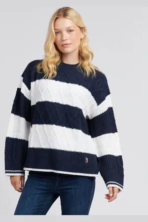 U.S. Polo Assn. U. S. Polo Assn. Womens Green Mixed Cable Stripe JumperXL
