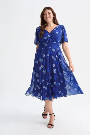 Scarlett & Jo Victoria Ikat Angel Sleeve Mesh Midi Long Dress54