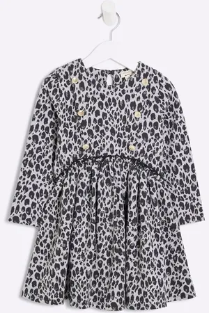 River Island Piger Leopard Tryk Smock 100% Bomuld Kjole2 - 3 år (92 - 98cm)