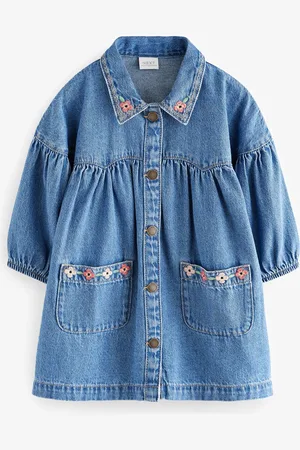 Next Embroidered 100% Cotton Denim Shirt Dress (3mths-8yrs)4 - 5 år (104 - 110cm)