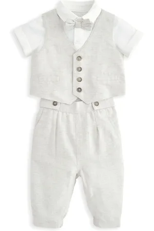 Mamas & Papas Neutral Suit with 100% Cotton Shirt, Waistcoat & Trouser Set9298cm