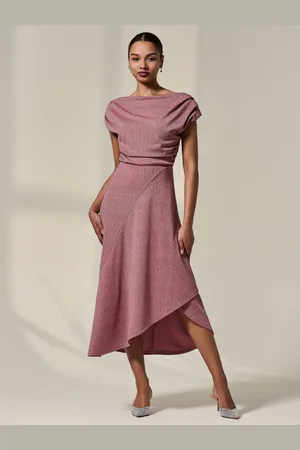 Jolie Moi Asymmetrisk Drape Midi Kjole38