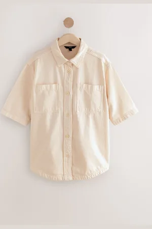 Next Oversized Kortærmet 100% Bomuld Denim Skjortersmall