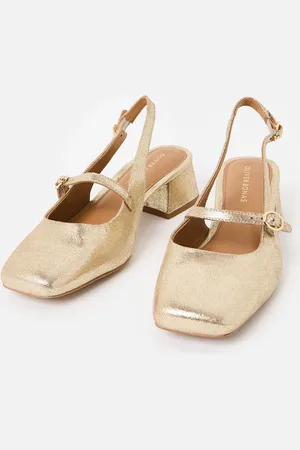 Oliver Bonas Mary Jane Metallic Leather Heeled Slingbacks