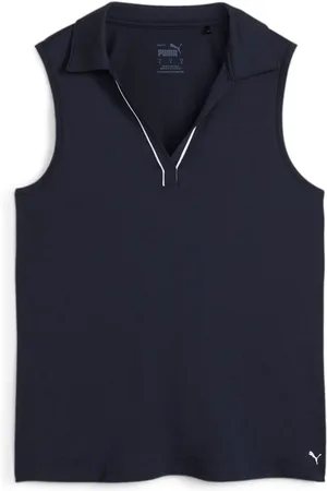PUMA Womens Cloudspun Piped Sleeveless Golf Polo Shirtxlarge