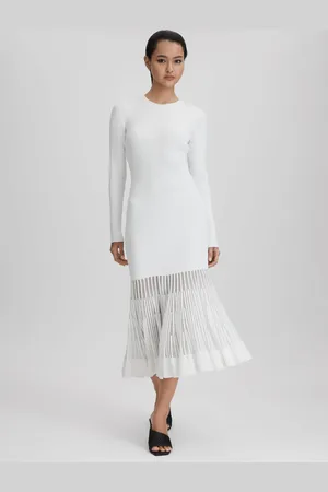 Reiss Tasmin Knitted Sheer Flared Midi DressXS