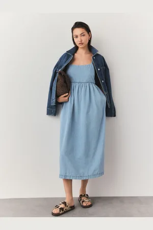 Next Strappy Denim 100% Bomuld Midi Kjole46
