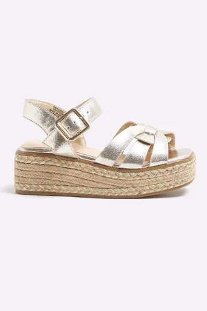River Island Girls Faux Leather Wedge Sandals