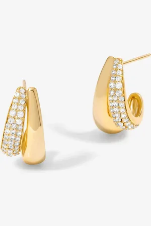 Jon Richard Cubic Zirconia And Polished Curved Mini Drop EarringsEn