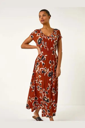 Roman Abstract Print Ruched Waist Maxi Dress42