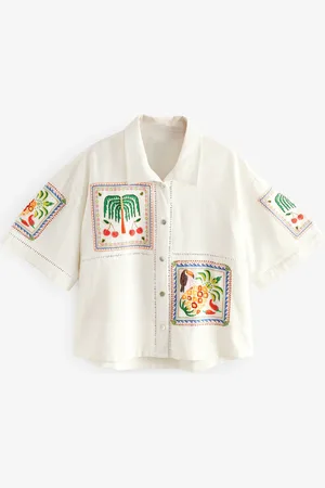 Next Embroidered Beach Shirt With Linen40