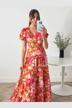 Style Cheat Tiered Floral Maxi Zoe Puff Sleeve Dress36