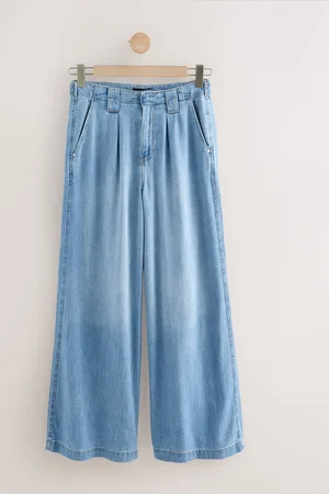 Next Linen Blend Wide Leg Denim Trousers38xltall