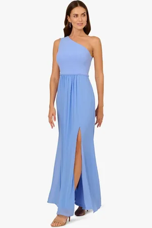 Adrianna Papell Green One Shoulder Chiffon Gown34