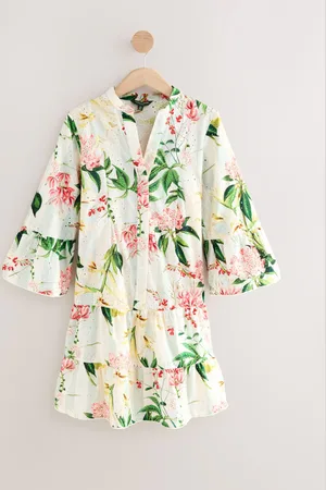 Next Broderie 100% Cotton Shirt Mini Dress44