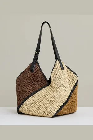 Reiss Farrah Raffia Colour-Block Tote Bagen
