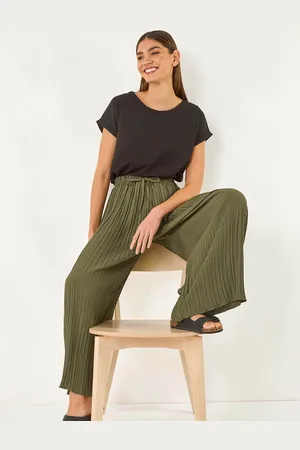 Roman Pleated Wide Leg Stretch Culottes Trousersen