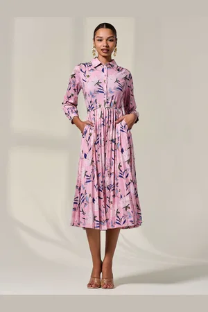 Jolie Moi Pleated Button Up Midi Dress46