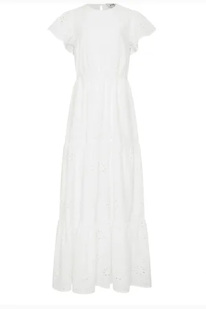 Long Tall Sally 100% Cotton Broderie Flutter Sleeve Maxi Dress36 Høj