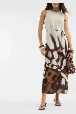 River Island Bias Printed 100% Cotton Midi Slip Dress40