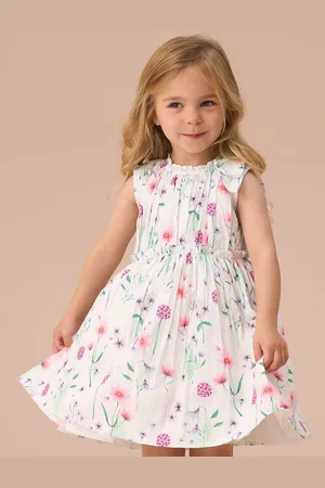 Angel & Rocket Giana Multi Watercolor Blomster Tryk 100% Cotton Kjole And Bloomer Set2 - 3 år (92 - 98cm)
