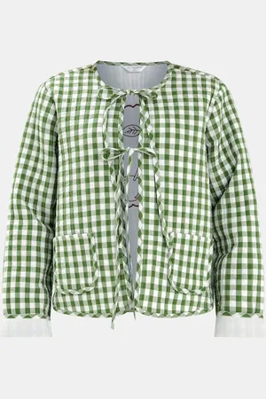 Accessorize Cherry Gingham Quilted 100% Cotton Jacketlarge