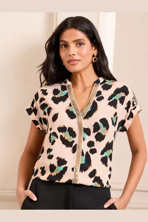 Love & Roses Roll Sleeve V-Neck Blouse46