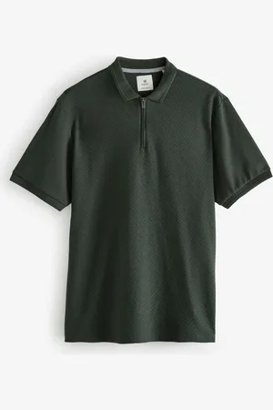 Next Short Sleeve 100% Cotton Textured Quarter Zip Polo ShirtsXXL