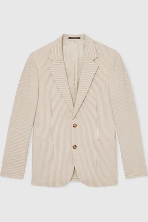 Reiss Bay Seersucker Single-Breasted Suit Blazer Slim-Fit44r