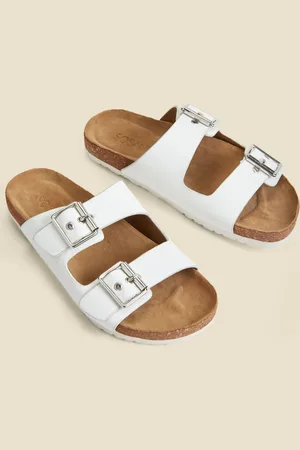 Sosandar Leather Double Buckle Sandals