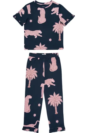 Chelsea Peers Kids Midnight Leopard Long Pyjamas Set8692cm
