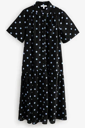 Next Short Sleeve Drop Waist 100% Cotton Maxi Shirt Dress40 Høj