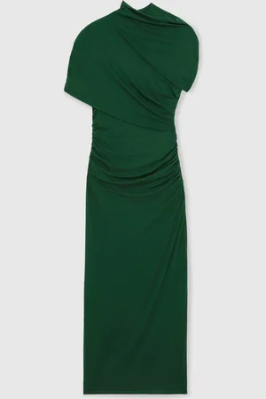 Reiss Azure Stretch Lyocell Ruched Midi Dress36