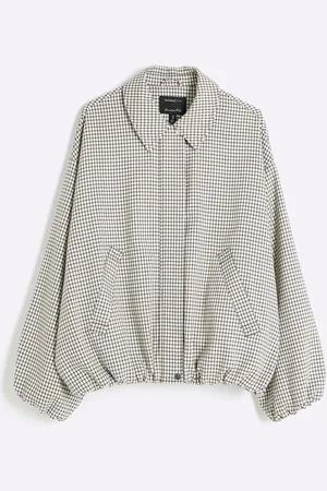 River Island Bubble Hem Check Bomber Jacket46
